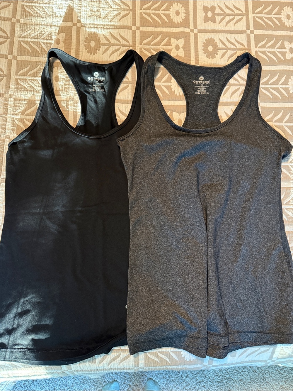 90 Degree By Reflex Women's Racerback Tanks - Black & Charcoal Heather Duo Pack